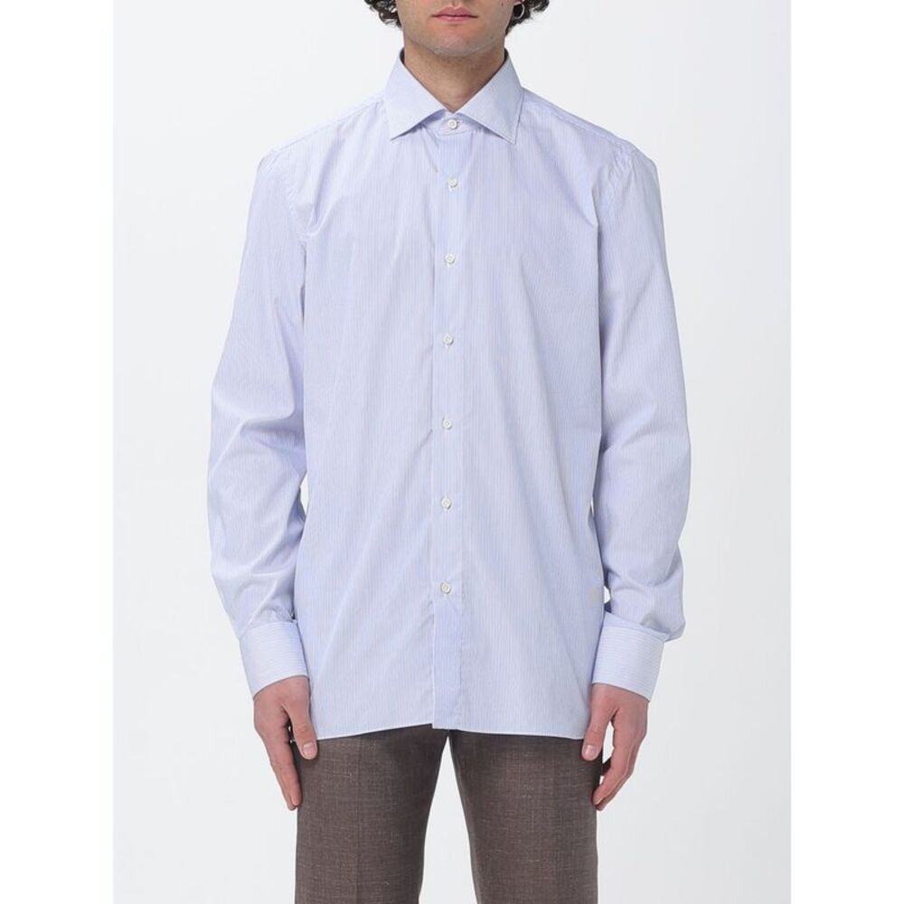 Luigi Borrelli Shirt Men Gnawed Blue